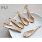 儿童木质动物创意木制木勺子餐具套装便携 宝宝喂饭勺 日单 zakka