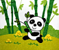 儿童画熊猫吃竹叶_六一儿童网