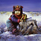 画家刘德润 李燕的沂蒙娃系列油画作品 
——《戴虎头帽的孩子》