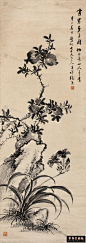 张熊（1803－1884或1886），秀水（今浙江嘉兴）人，流寓上海。工花卉，纵逸似周之冕，古媚似王武。尤擅大幅牡丹，屏山巨幛，以寻丈计者愈见力量。兼作人物、山水，精篆刻，八分乃其馀技。平生收藏金石书画甚富，颜所居曰银藤花馆。著有题画记。