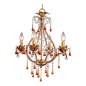 AF Lighting - Josephine Mini Chandelier - The AF Lighting 4940-4H Josephine Mini Chandelier features a French gold finish with amber drop beads and crystal accents. This traditional style chandelier uses four 40 watt candle base bulbs (not included) and c