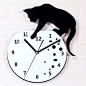爬上钟顶的小猫挂钟 时尚创意时钟表 艺术简约石英钟墙面壁钟静音-淘宝网