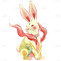 中国风-国潮动物元素贴纸-兔子
