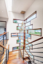 Contemporary Cream Stair Tower with Windows: 