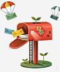 邮箱信件插画高清素材 降落伞 设计图片 免费下载 页面网页 平面电商 创意素材 png素材