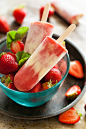 Roasted Strawberry Rhubarb Custard Popsicles - The Kitchen McCabe : These Roasted Strawberry Rhubarb Custard Popsicles feature creamy frozen custard layers along with sweet and tangy roasted strawberry rhubarb layers.