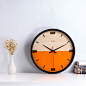 挂钟北欧简约 创意卧室钟表木质超静音现代客厅圆形14寸彩色数字