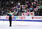 Yuzuru Hanyu of Japan reacts after completeing his program in the Men's Singles Free Program during day two of the 2016 Skate Canada International at...