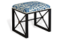 Mason Medallion Stool, Dragon Blue : Detailed with an open frame, a Far-East-inspired blue-and-white print, and golden medallions, this upholstered stool delivers global flair to any kind of living space. Crafted with a cotton seat,...