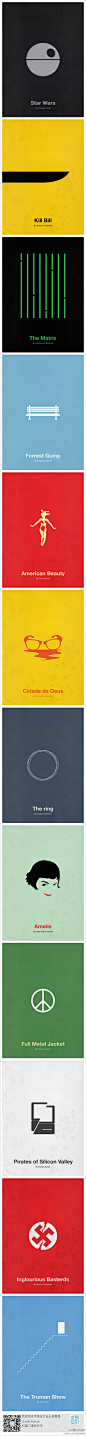 #求是爱设计#极简主义电影海报，简单的色彩，简约的画面。这些电影，你能认出几个？ by:Eder Rengifo