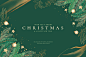 Free PSD green and golden christmas background with ornaments