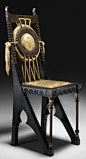 Carlo Bugatti chair, Italy, c. 1905 Italian walnut, hide, copper, whit