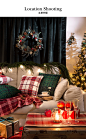 范居态度格子抱枕 ins宜家定制圣诞靠垫欧式新年沙发床头羊毛靠枕-tmall.com天猫