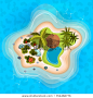 cartoon tropical exotic island in ocean.Top view island sprite. Vector game design for app