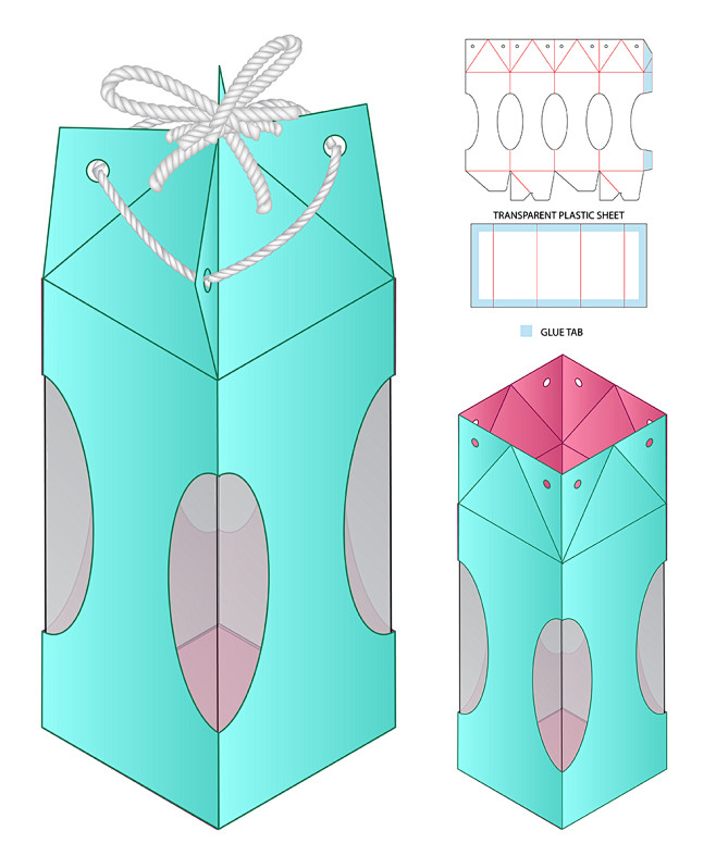 异型包装盒礼品盒礼品袋结构图刀模线纸盒造...