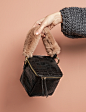 Black Croc Fur Handle Boxy Bag : Grey Fur Handle Boxy Bag with Optional Long Shoulder Strap.<br/>100% faux leather with faux fur Length: 5.5''/ 14cm width: 6''/ 15cm height: 5.5''/ 14cm