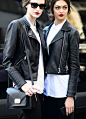 runwayandbeauty:Zhenya Katava & Stasha Yatchuk outside Dolce & Gabbana Fall 2015, Milano.: 