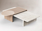 Low rectangular travertine coffee table STICK & STONE by DOOQ