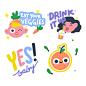 Colorful hand drawn funny sticker set Free Vector