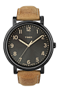 Timex&reg Easy Reader Leather Strap Watch 简约风真皮男式手表