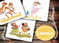 森林鹿狐狸熊日历手绘水彩风格卡通动物PNG+PSD设计素材 (1)