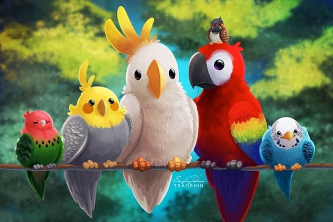 birds digital painti...