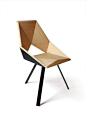 Geometric wooden chair. Wood and black. Beautiful and simple.