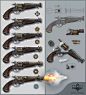 蒸汽朋克枪支设定来自游戏<Monster Heart>,作者来自俄罗斯的概念设计师:Sergey Tsimmer.武器道具升级和同级别变换设定的能力很强!