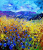 Saatchi Online Artist: Pol Ledent; Oil 2013 Painting "Blue cornflowers": 