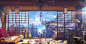 Anime 4936x2515 environment house sea clouds sky landscape lights High Noon