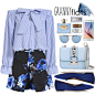 A fashion look from January 2016 featuring long sleeve blouse, blue skort and ballerina flats. Browse and shop related looks.