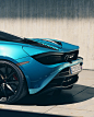 # Aerodynamic Blue Carbon Exhaust pipe Grid LED Light Logo Material Break Mclaren Part Line Rendering