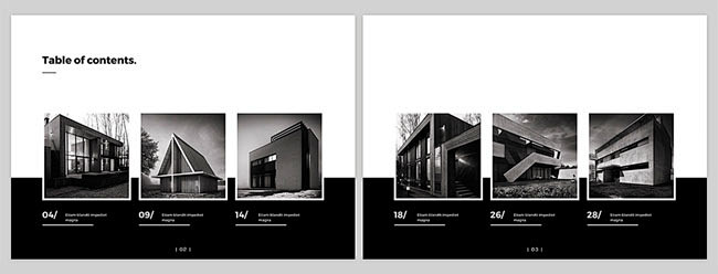 一本简约大气的黑白建筑画册模版分享