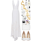 A fashion look from September 2015 featuring skater skirt, white shoes and white purse. Browse and shop related looks.