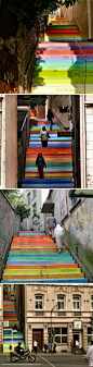 德国小镇，彩虹阶梯，好漂亮~ #人文艺术# #童话#