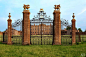 Original iron entrance gates, no longer in use - Burley on the Hill, manor house in England, ca. 1700