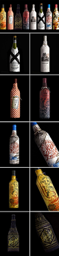 精美的包装设计---纸和酒瓶的创意碰撞。