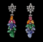 Cartier High Jewelry Earrings - Indian Influences and Tutti Frutti, L’Odyssée de Cartier Parcours d’un Style Platinum, mandarin garnets, pink tourmalines, tanzanites, tsavorite garnets, yellow diamonds, brilliants.