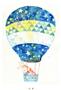 热气球与兔子-也圆-YEYUAN_水彩 #治愈系#