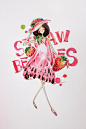Alina小迪原创手绘插画《蔬果小姐》系列之 草莓
