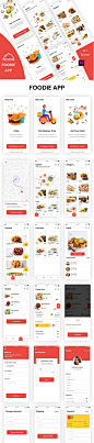 #APP模板#
美食外卖订餐购物车评论地图路线等 app ui源文件xd设计模板