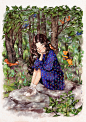 森林的声音 ~ 来自韩国插画家Aeppol 的「森林女孩日记」系列插画。