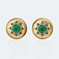 Earrings - Button Earrings - Prestigio - Buccellati : Button earrings in yellow and white gold with jades and sapphires