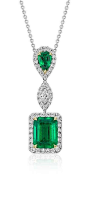 Emerald and Diamond Drop Pendant