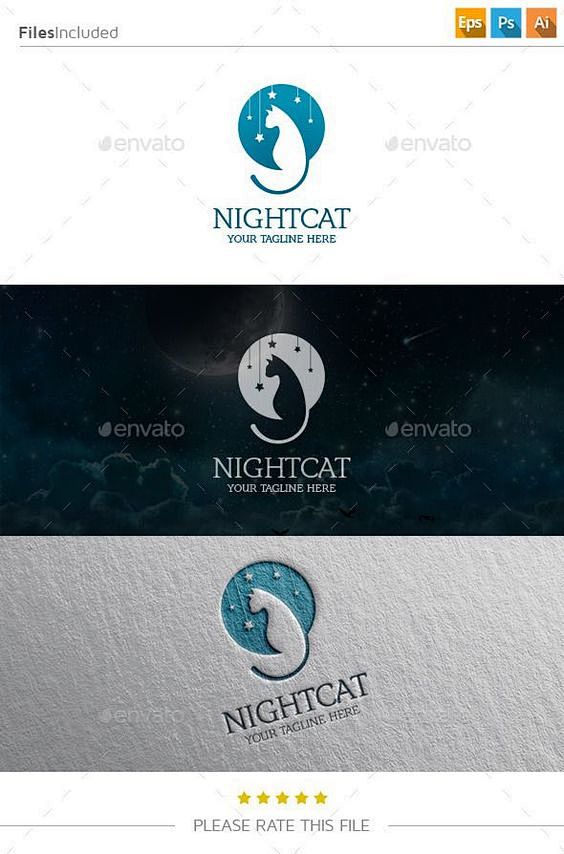 Night Cat Logo Templ...