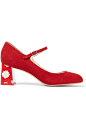Sophia Webster - Renee 绒面革玛丽珍高跟鞋 : 鞋跟高约 6.5 厘米
 红色绒面革
 搭扣踝带