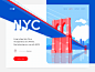 纽约城市指南登陆页面运动设计图标红色蓝色运动设计动画设计运动艺术动画插图艺术登陆页面插图登陆页面设计登陆页面平面矢量图数据排版web ux设计ui