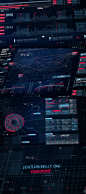 HUD 3.0 : New motion graphic pack for videohive. Futuristic user interfsce大数据可视化后台界面UI科技科幻未来线条描边黑色深色
