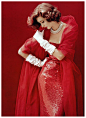 Suzy Parker in red sequined dress by Norman Norell, photo by Milton Greene, LIFE, September 1952 milton: 