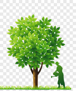 绿色人物剪影绿树浇水植树节元素节日元素P...